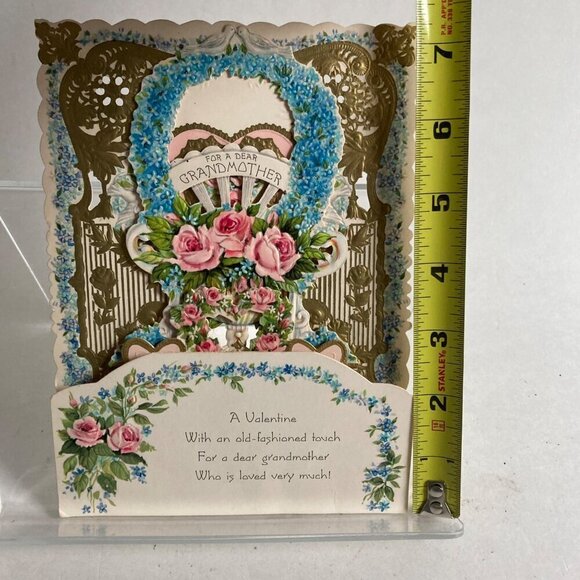 Vintage 3D Valentine Card "For A Dear Grandmother" Pop-Out Embossed Grandma 1963 - Picture 8 of 8